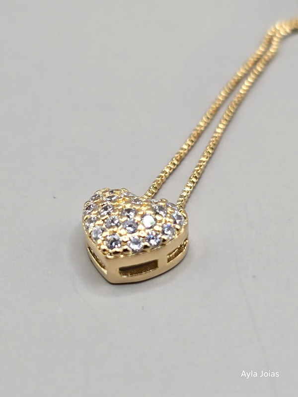 Gargantilha Mini Coração Cravejado – Banhada a Ouro 18K - Imagem 4