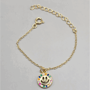 Pulseira Infantil Carinha Cravejada Color – Banhada a Ouro
