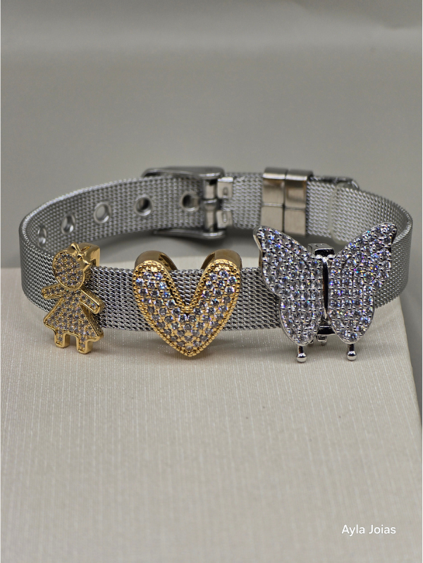 Pulseira Malha Relógio em Aço – Cor Prata