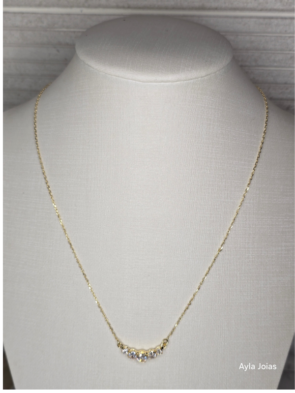 Conjunto Zircônias Redondas - Banho ouro 18k