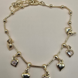 Pulseira com Corações em Zircônia – Banhada a Ouro