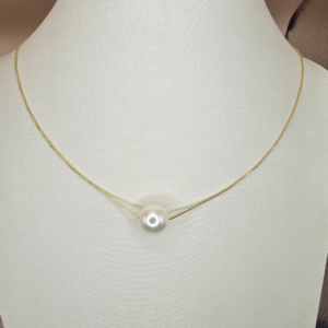 Gargantilha Marina Pérola 12mm – Banhada a Ouro 18K