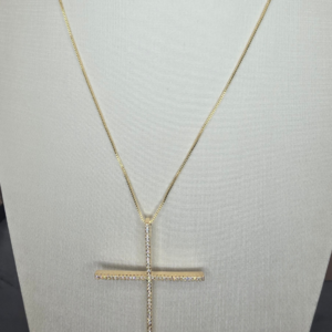 Gargantilha Cruz Palito Cravejada – Banhada a Ouro 18K