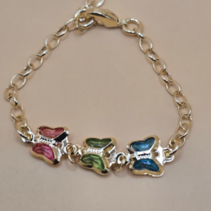 Pulseira Infantil Três Borboletas – Banhada a Ouro 18K