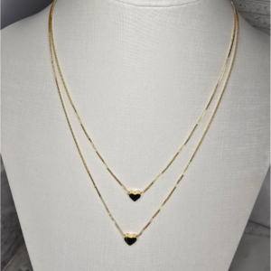 Colar Duplo Coração Liso Banhado a Ouro 18K