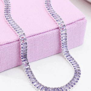 Colar Riviera de Zircônias Lilás - Ródio Branco