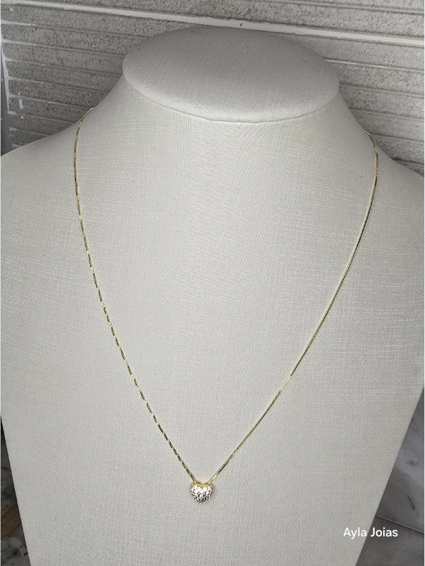 Gargantilha Mini Coração Cravejado – Banhada a Ouro 18K