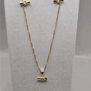 Conjunto Infantil Bala Cravejada – Banhado a Ouro (30 cm)
