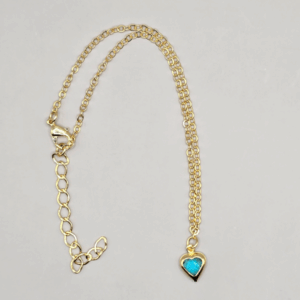 Tornozeleira Coração AQUA 6mm – Banhada a Ouro