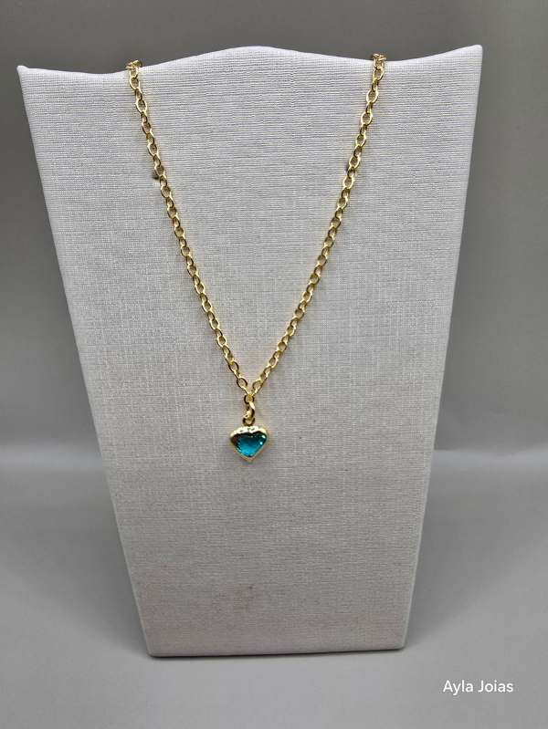 Tornozeleira Coração AQUA 6mm – Banhada a Ouro - Imagem 2