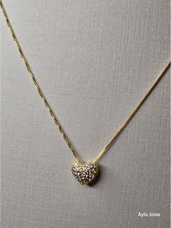 Gargantilha Mini Coração Cravejado – Banhada a Ouro 18K - Imagem 3