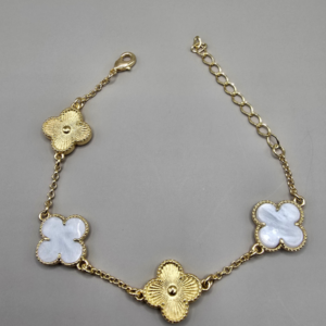 Pulseira Trevo Cravejada Luxo Banhada a Ouro 18K