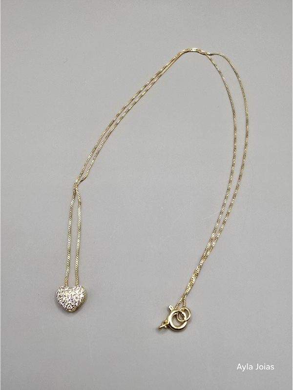 Gargantilha Mini Coração Cravejado – Banhada a Ouro 18K - Imagem 2