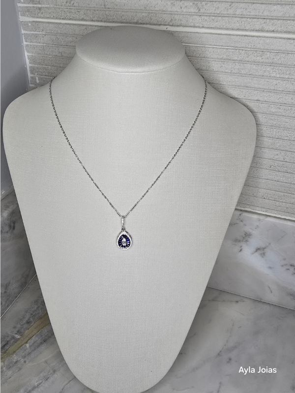 Conjunto Gota com Zircônia – Colar e Brincos Banhados em Ródio Branco