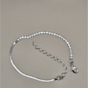 Pulseira Fita com Zircônia 2mm – Banhada a Ródio Branco