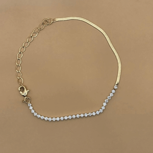 Pulseira Fita com Zircônia 2mm – Banhada em ouro 18k