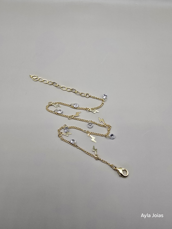 Tornozeleira Raio com Zircônia Pendurado