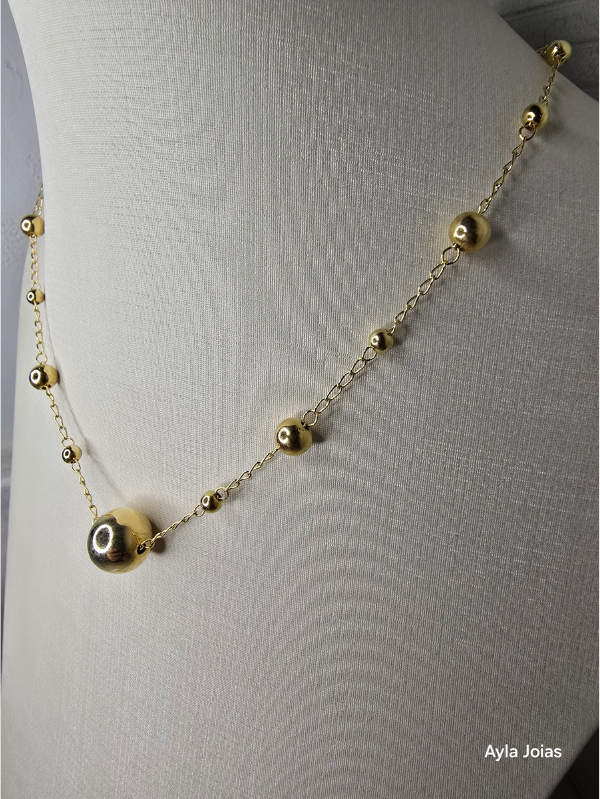 Colar Bolas Banhado a Ouro 18K - Imagem 3