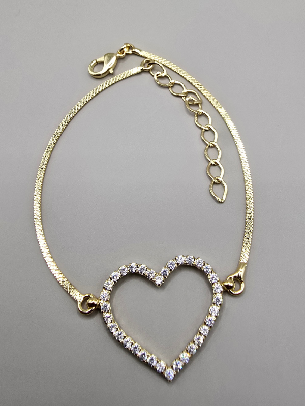 Pulseira Fita Diamantada Coração Cravejado