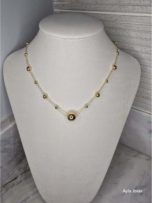 Colar Bolas Banhado a Ouro 18K