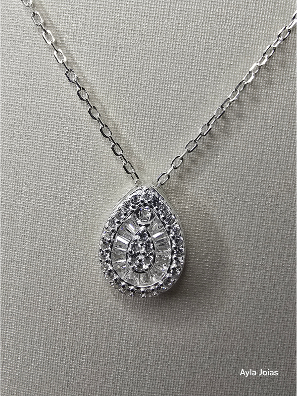 Colar Gota Pizza Luxo – Corrente Tiffy em Prata 925 - Imagem 3