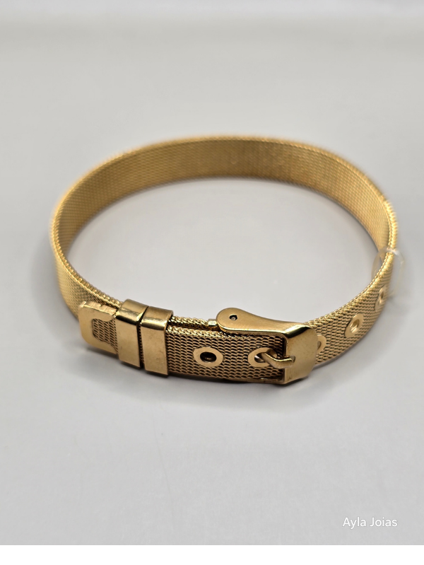 Pulseira Malha Relógio em Aço – Cor Ouro - Imagem 3