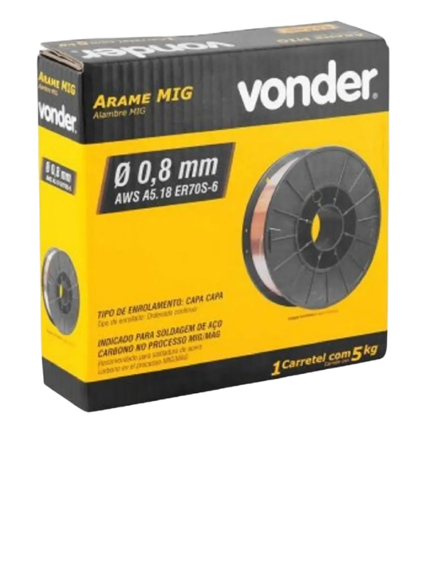 Arame Solda Mig 0.8mm Carretel Com 5kg Uso Com Gás Vonder
